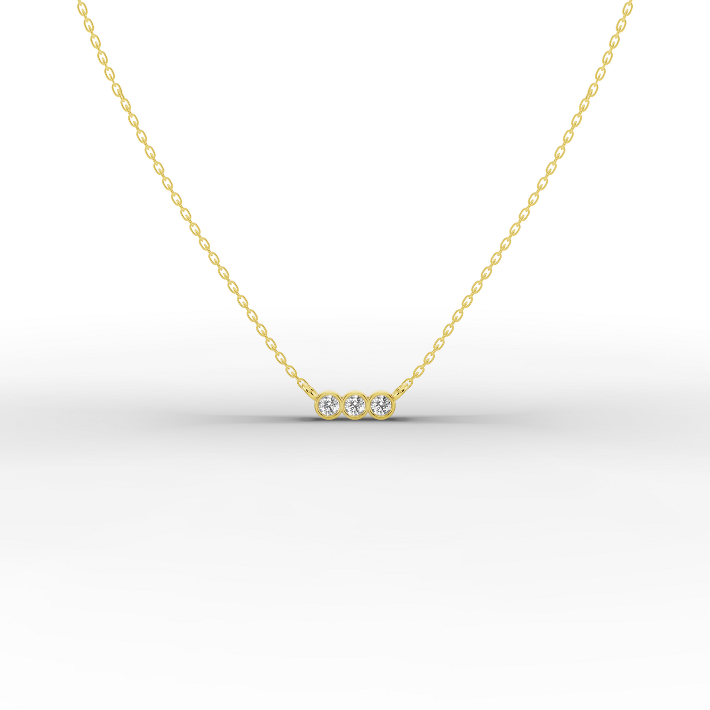 14k Gold Bar Necklace – Dainty 3-Stone CZ Sparkle