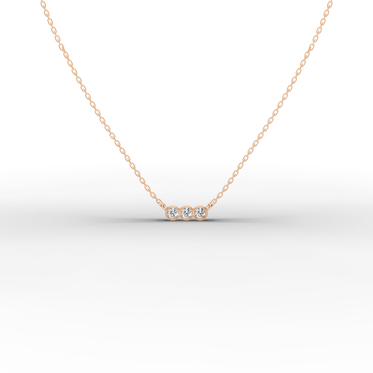 14k Gold Bar Necklace – Dainty 3-Stone CZ Sparkle