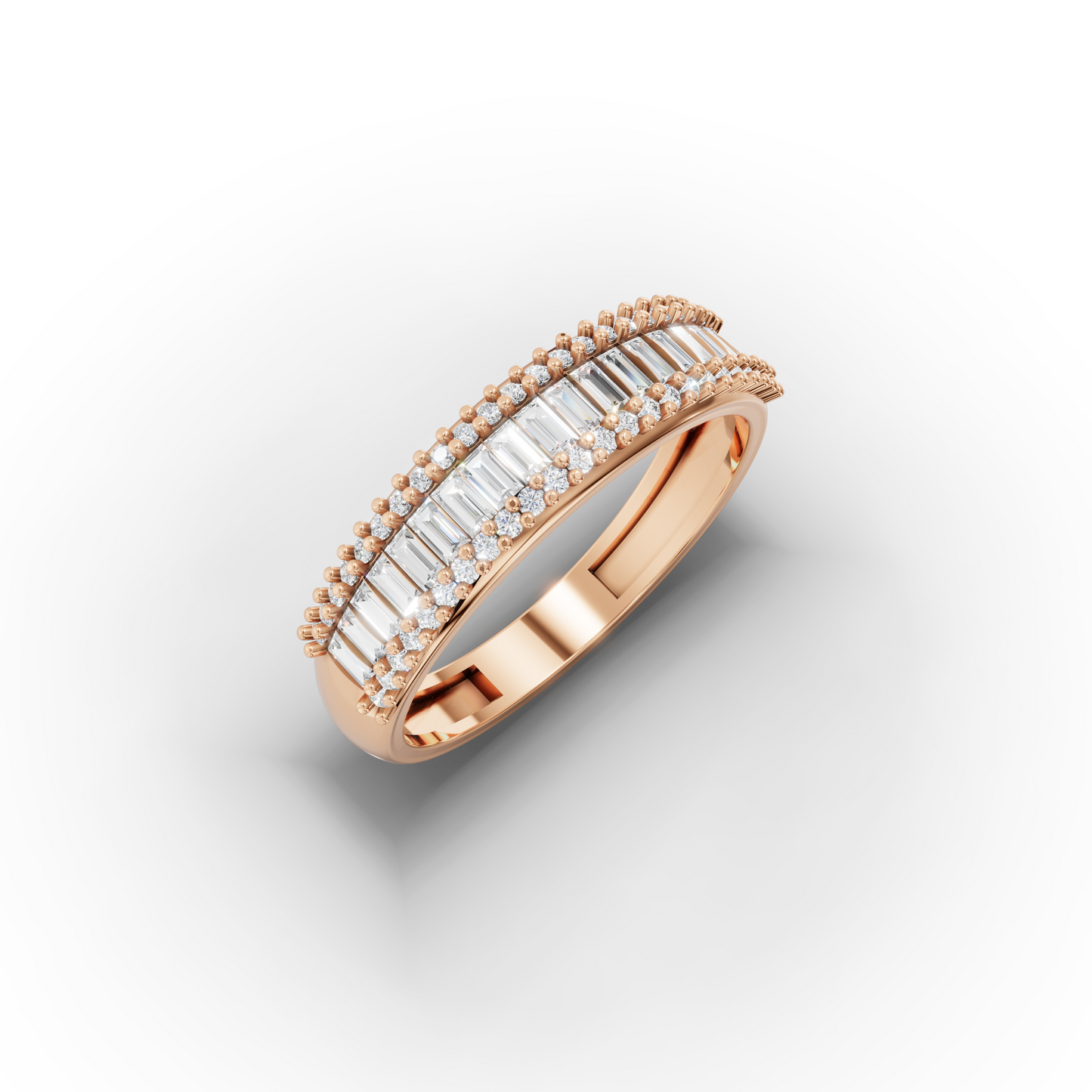 14K Baguette Half Eternity Wedding Band in Gold
