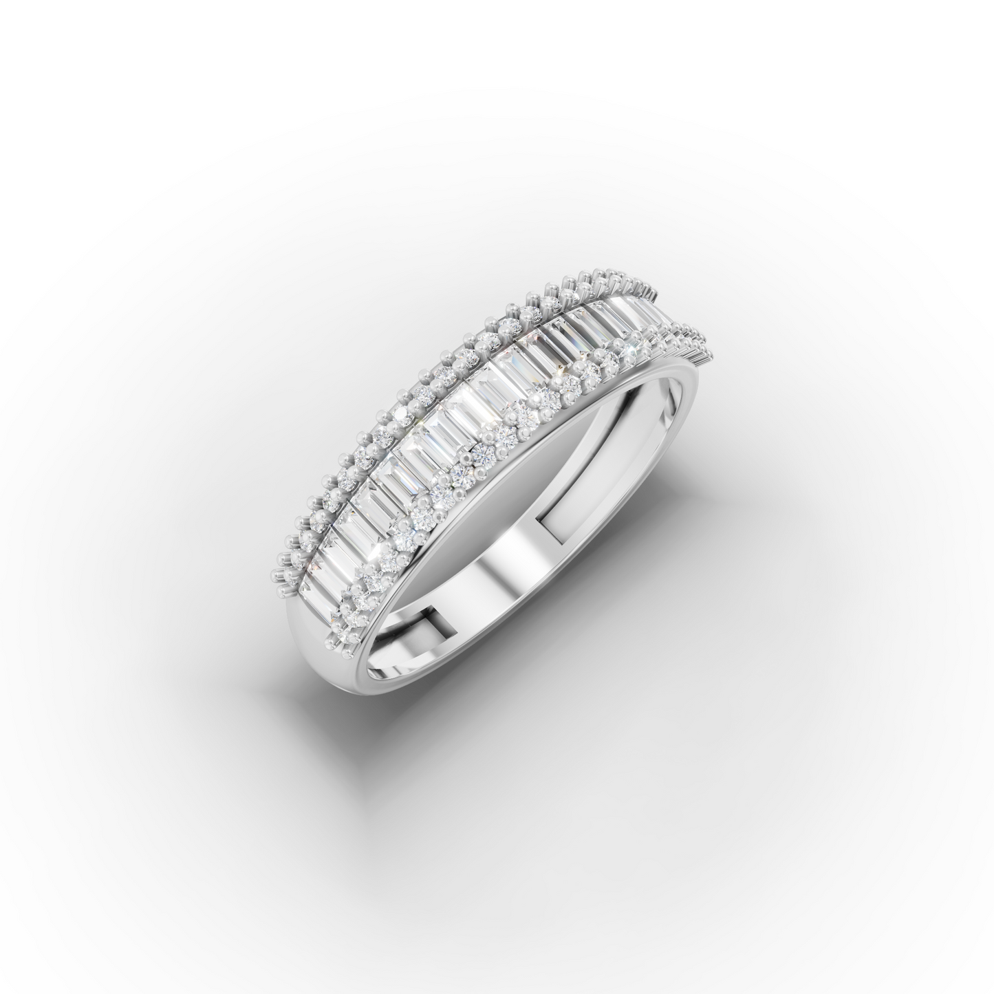 14K Baguette Half Eternity Wedding Band in Gold