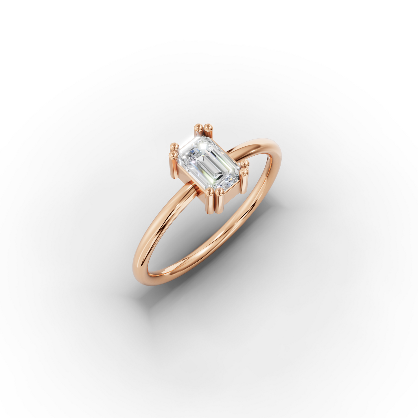 14K Baguette-Cut Zircon Classic Gold Ring