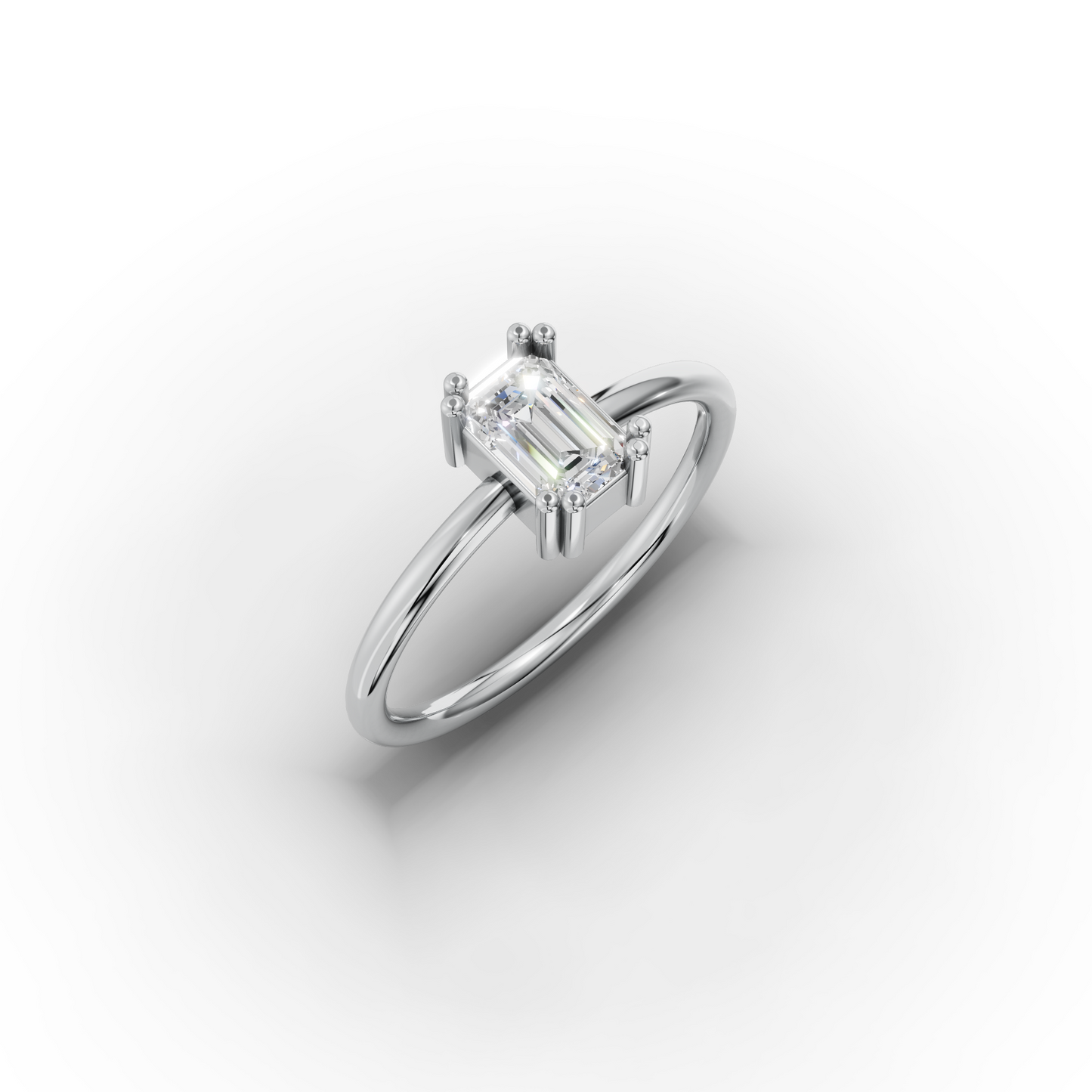 14K Baguette-Cut Zircon Classic Gold Ring