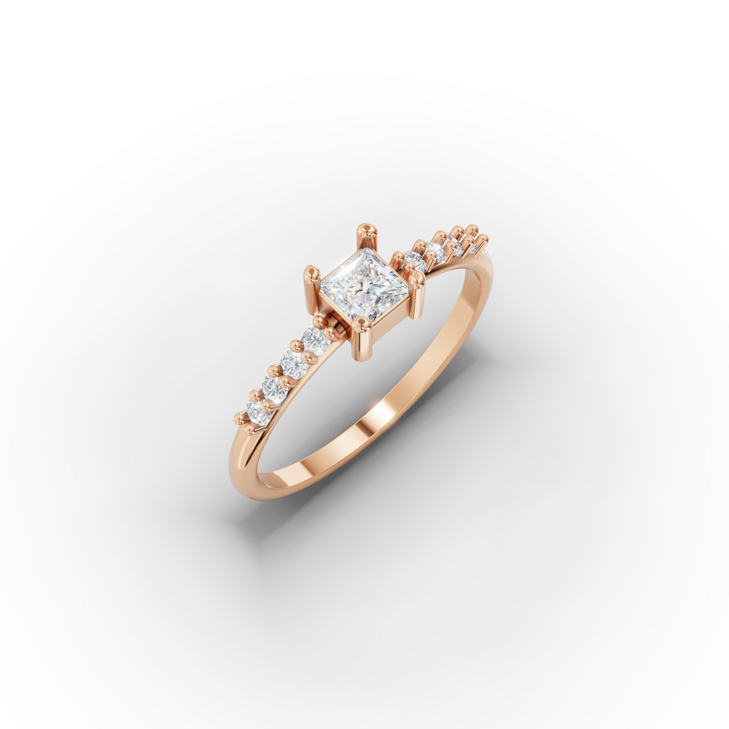 Princess-Cut Cubic Zirconia Engagement Ring in 14K Gold | Dainty 1.5 mm Band