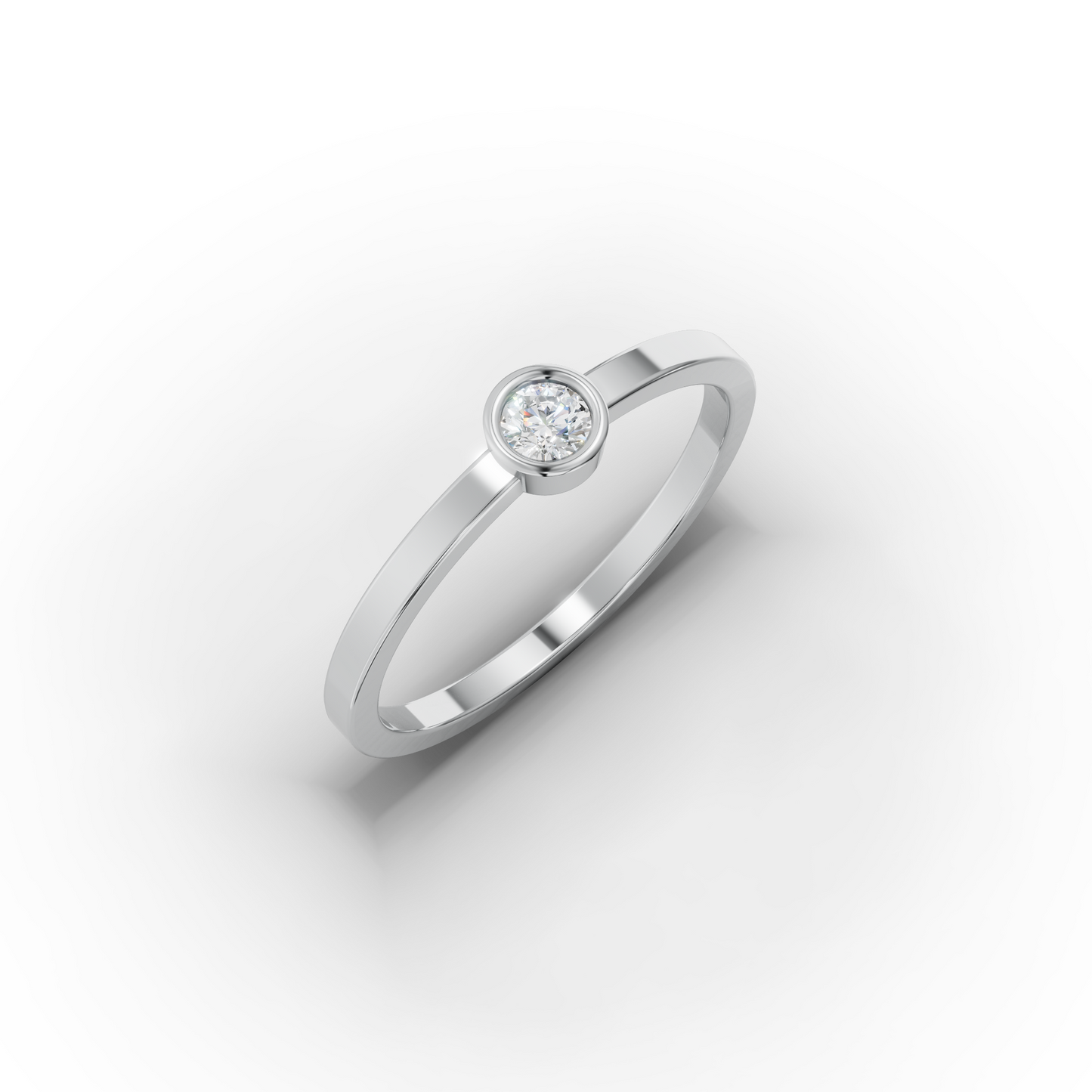 14K Bezel CZ Engagement Ring – Dainty 3mm Solitaire