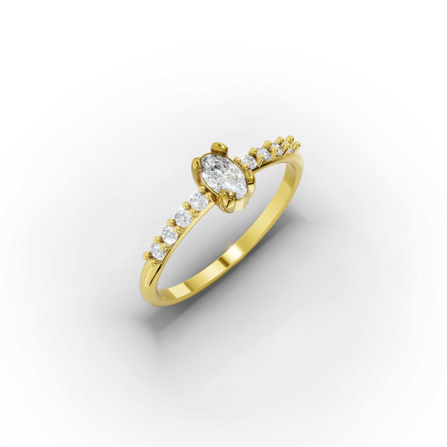 Oval CZ Engagement Ring 14K Gold | Slim 1.5 mm Band