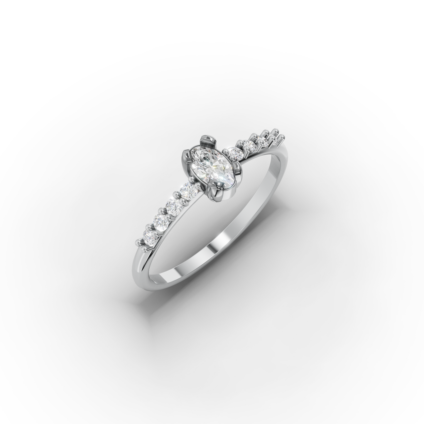 Oval CZ Engagement Ring 14K Gold | Slim 1.5 mm Band