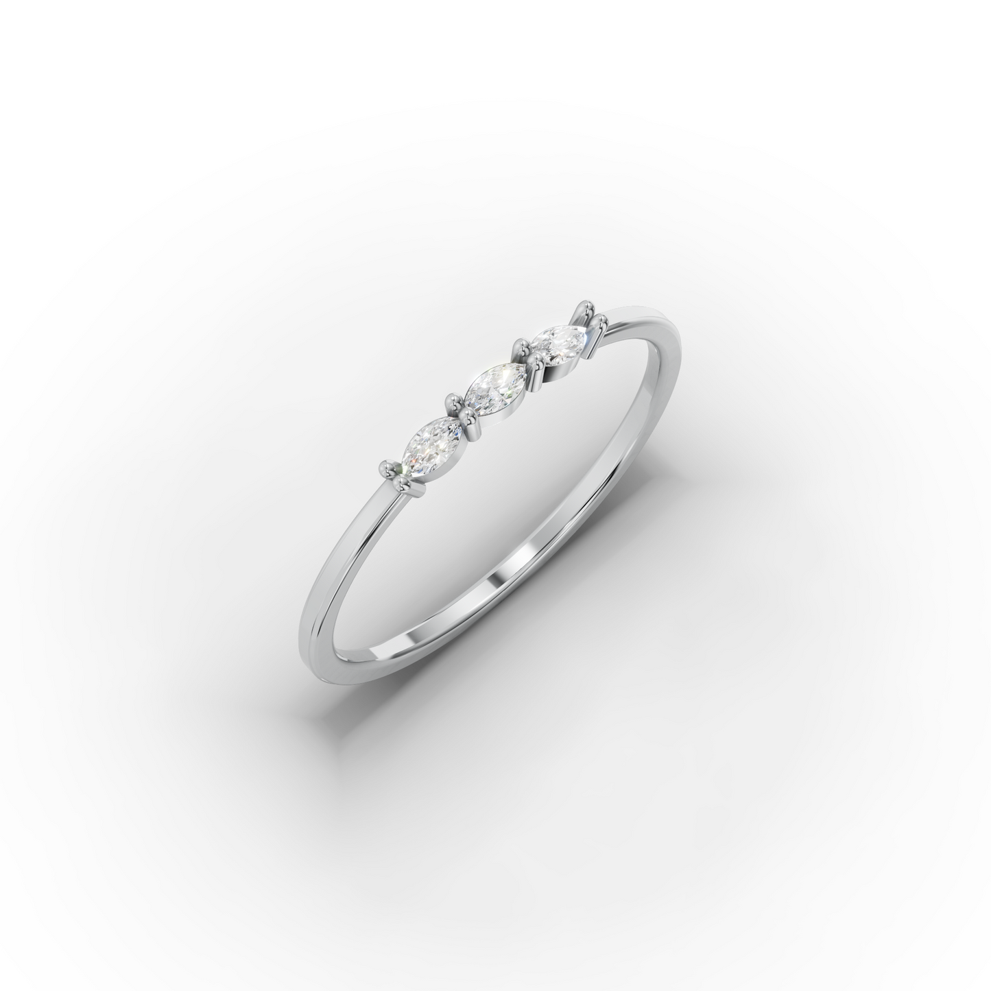 14K Gold Marquise Stacking Ring – Triple CZ Sparkle