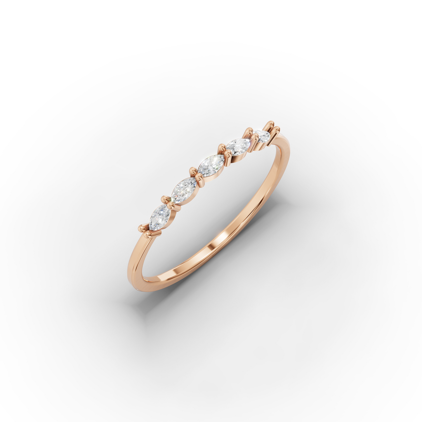 14K Marquise Cut Zircon Stone Minimal Solid Gold Ring
