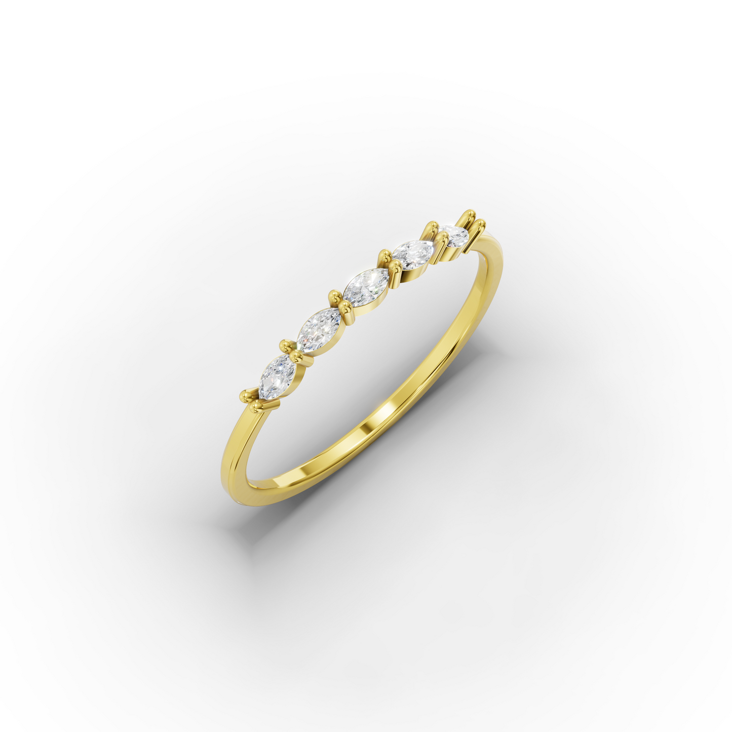 14K Marquise Cut Zircon Stone Minimal Solid Gold Ring