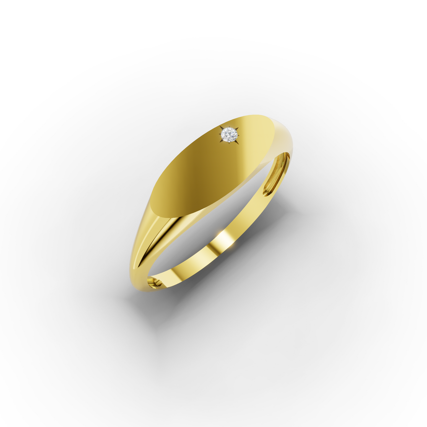 14K Minimalist Signet Ring with Tiny Zircon