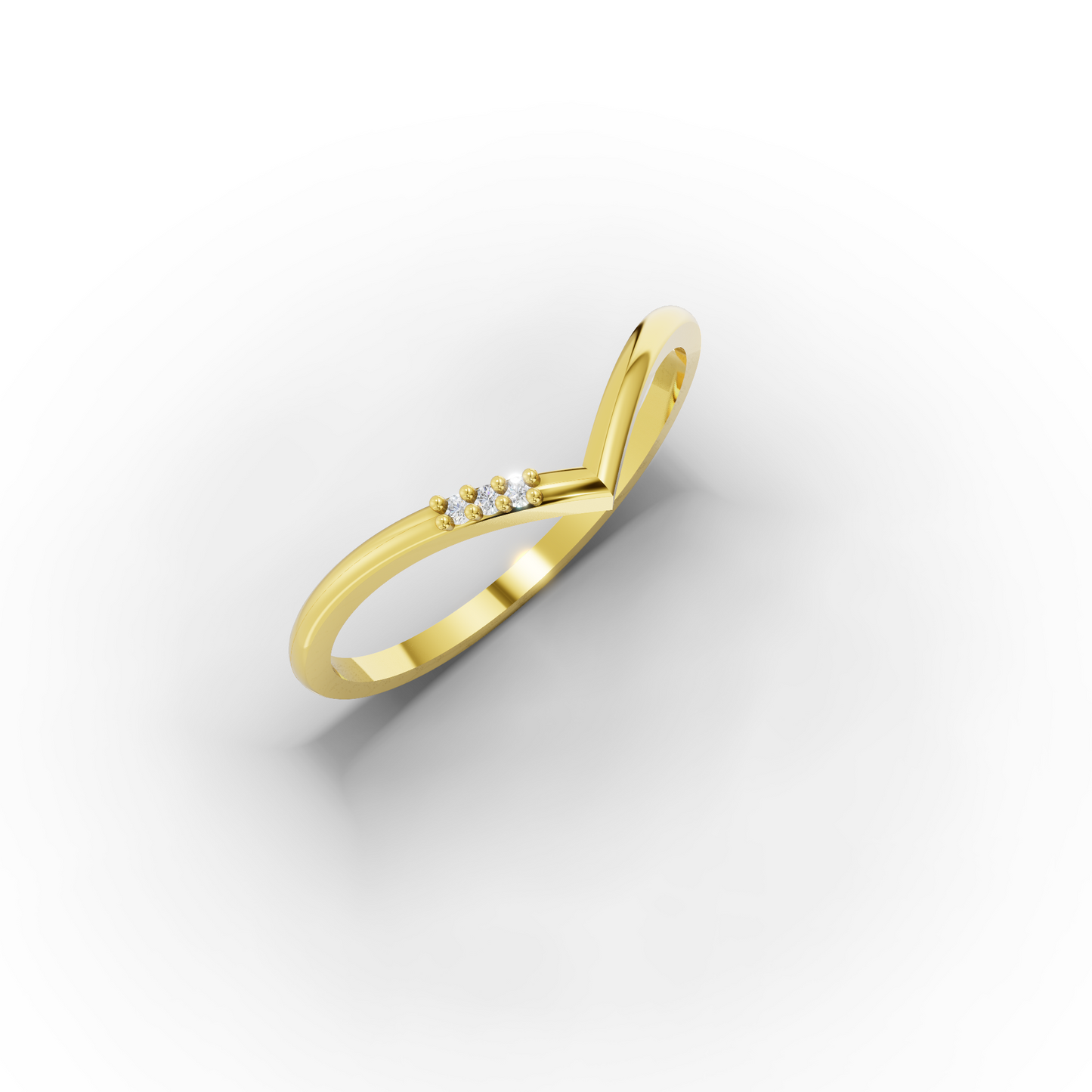 14K Gold V-Shaped Ring with Zircon