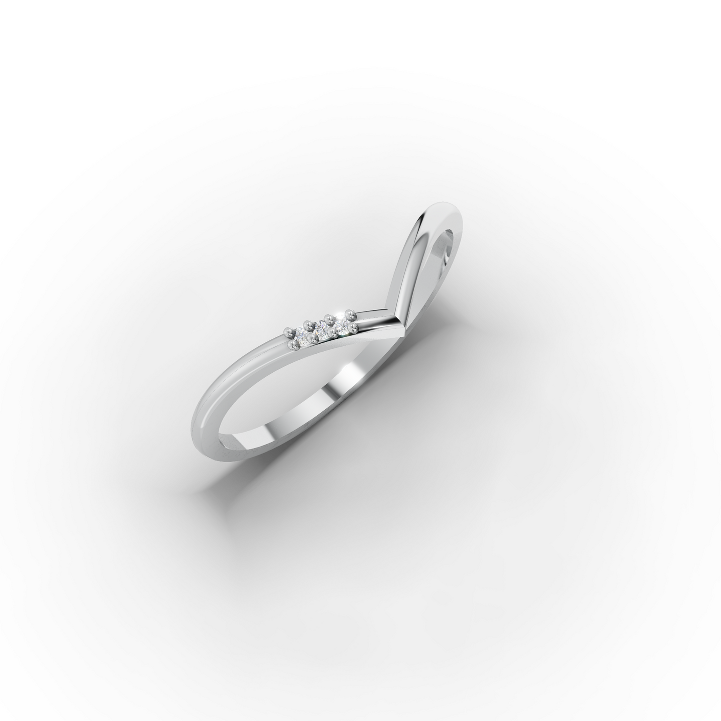 14K Gold V-Shaped Ring with Zircon