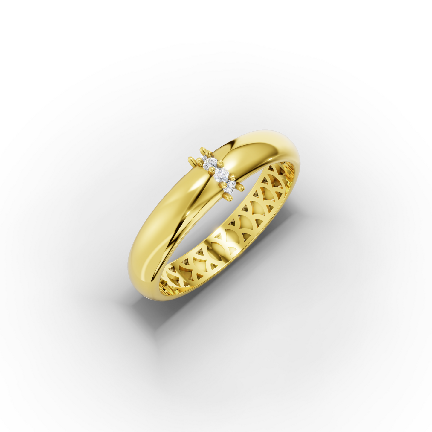14K Minimalist Gold Stone Band Ring