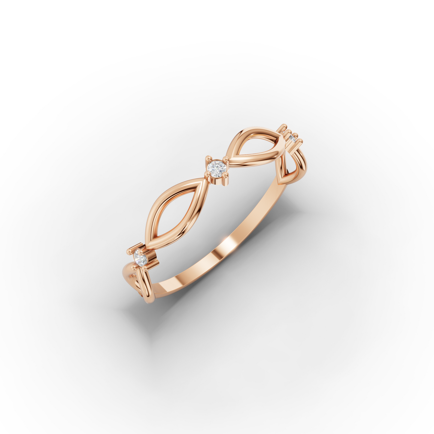 14K Dainty Infinity Solid Gold Ring with Zircon