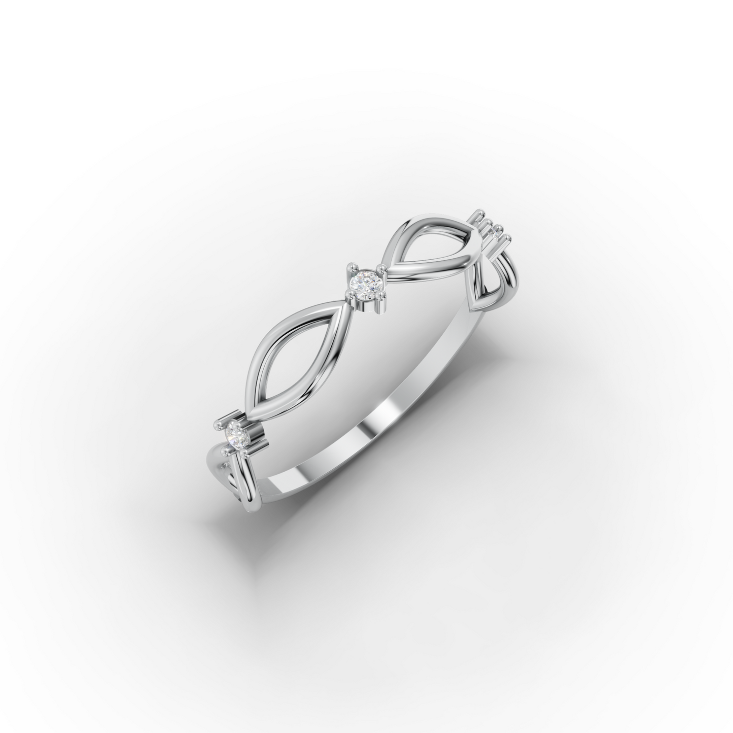 14K Dainty Infinity Solid Gold Ring with Zircon