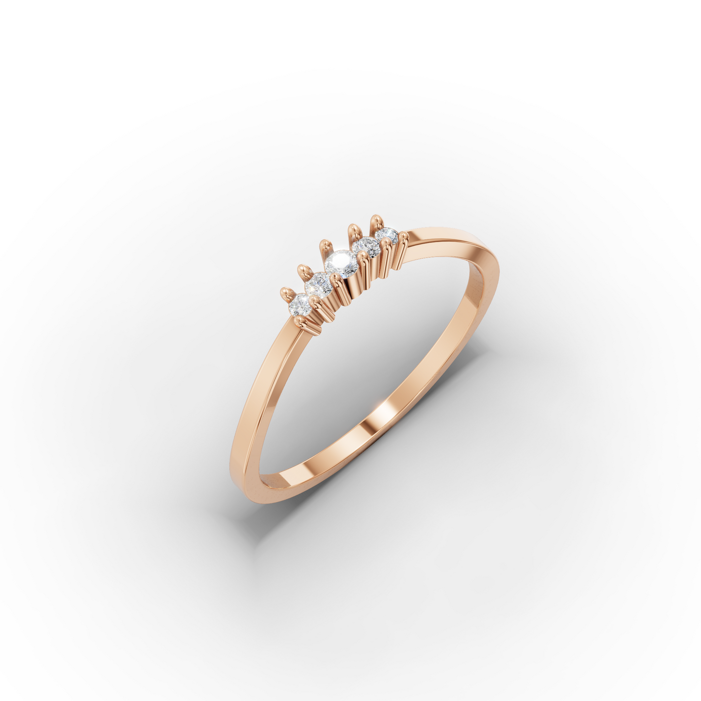 14K Minimalist Round Zircon Solid Gold Ring
