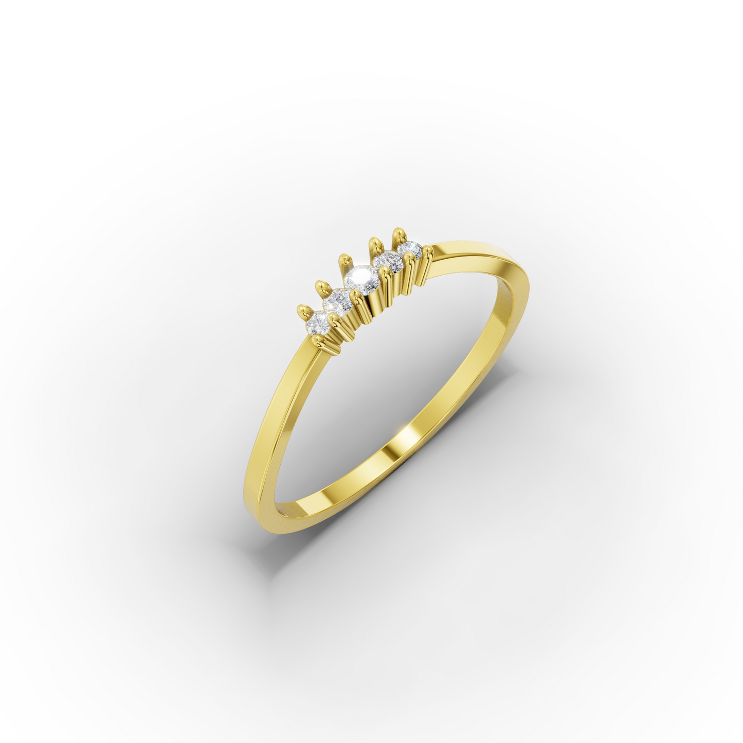 14K Minimalist Round Zircon Solid Gold Ring