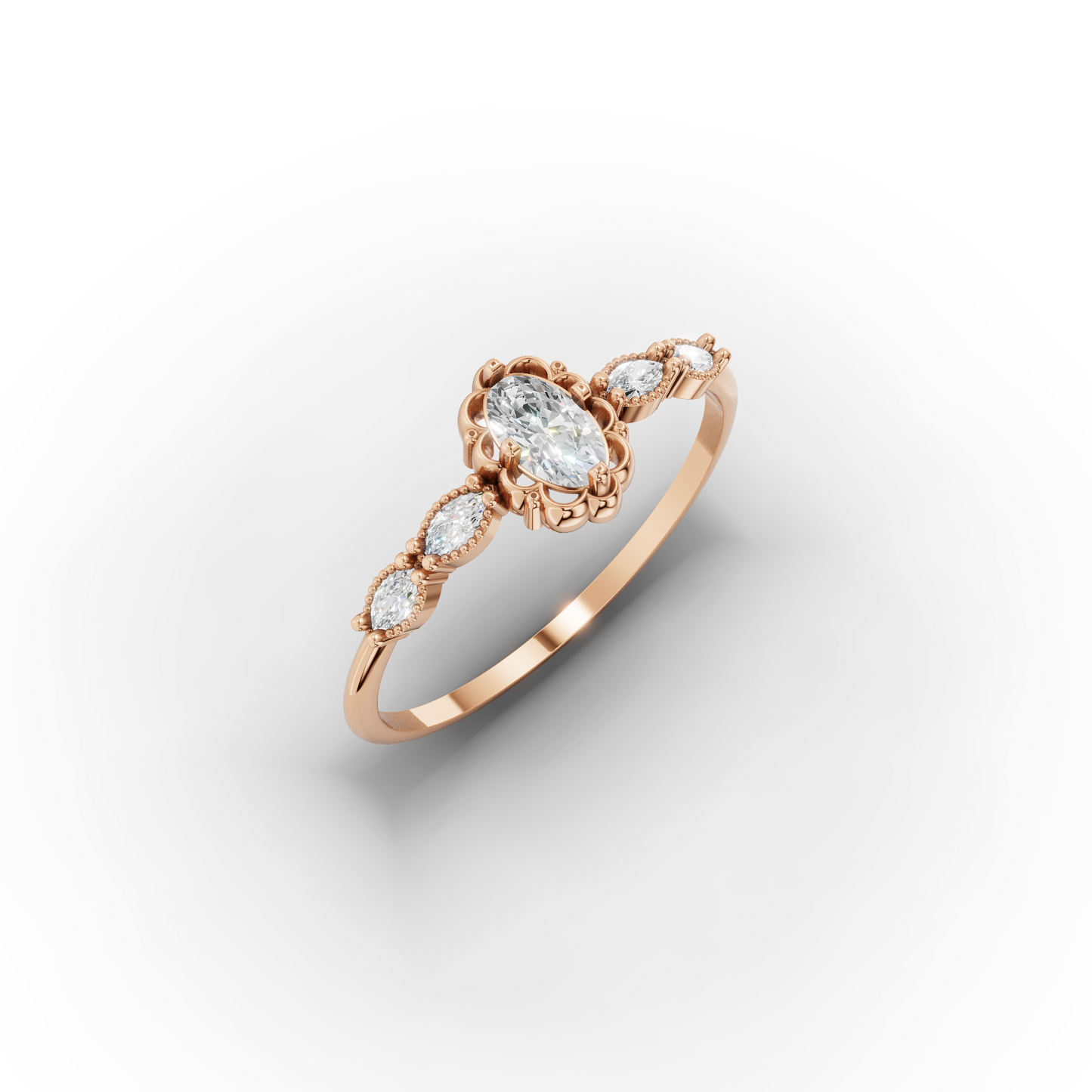 14K Vintage Marquise Zircon Gold Ring