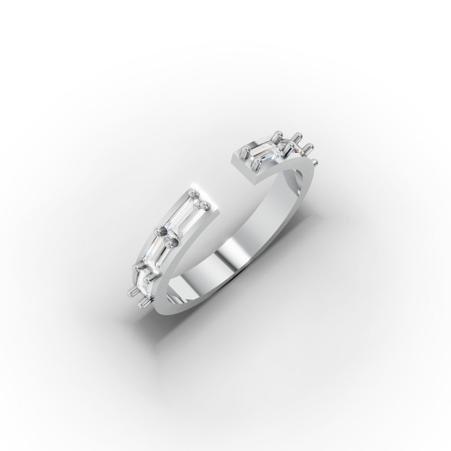 14K Open Baguette Solid Gold Ring