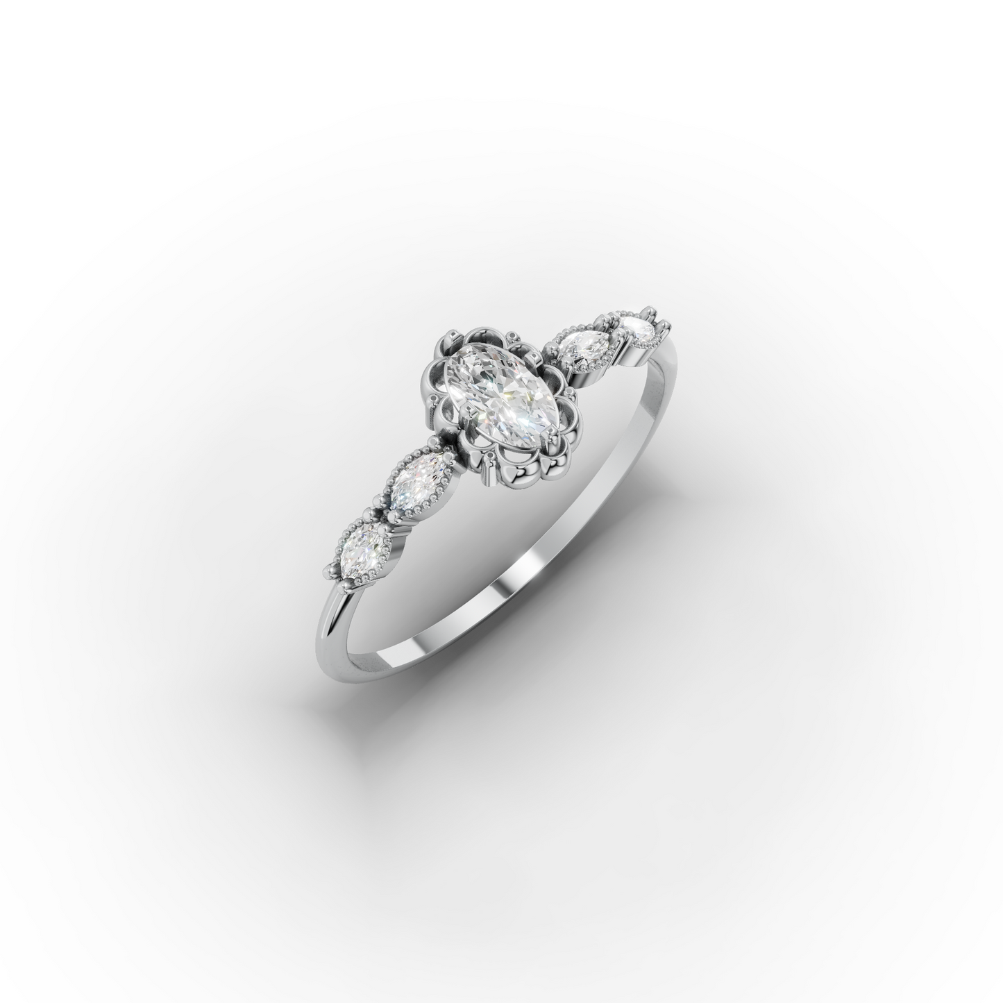 14K Vintage Marquise Zircon Gold Ring
