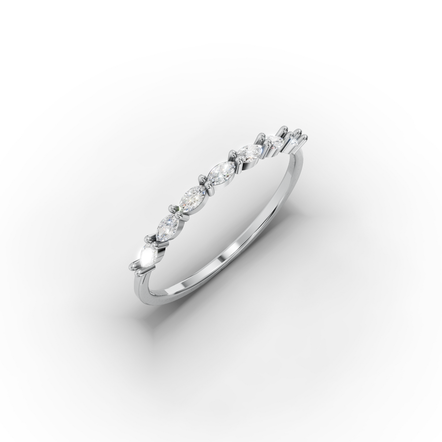 Dainty Marquise Band Ring in 14K
