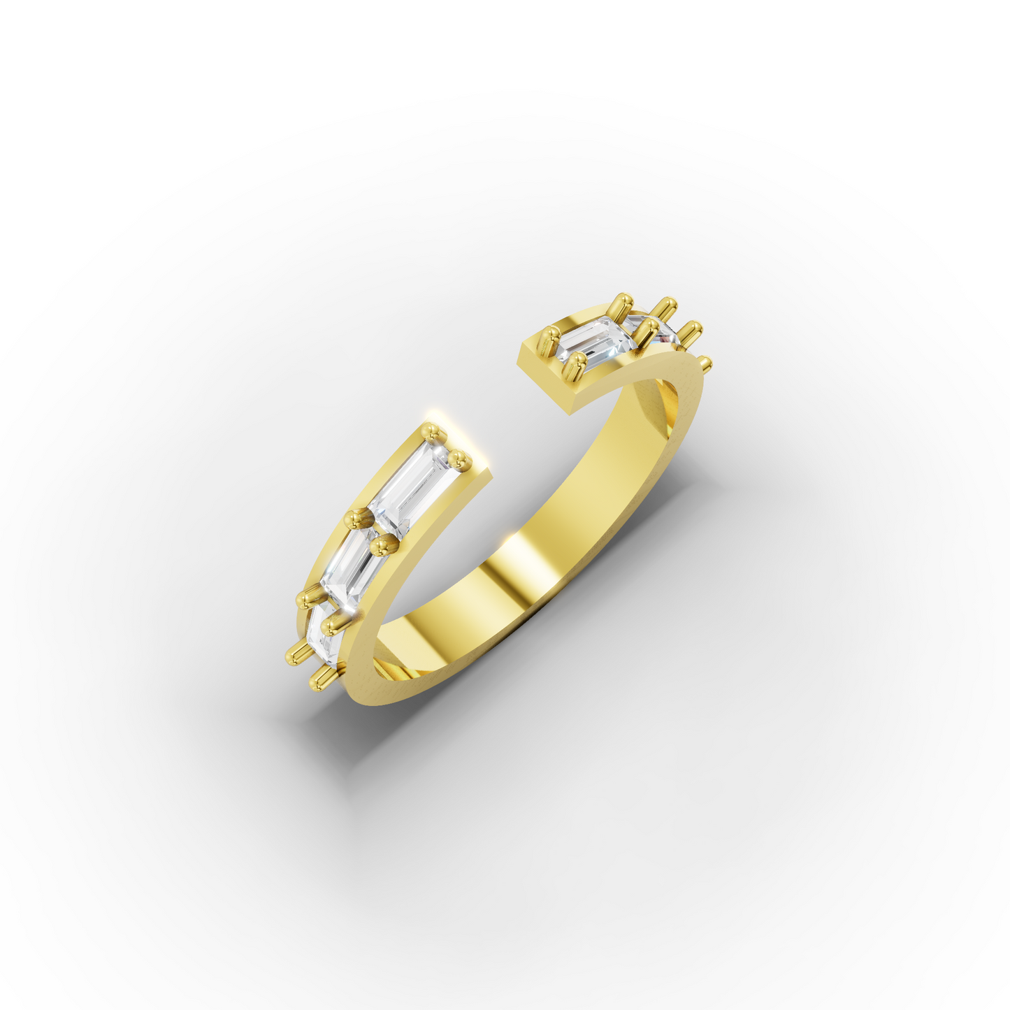 14K Open Baguette Solid Gold Ring
