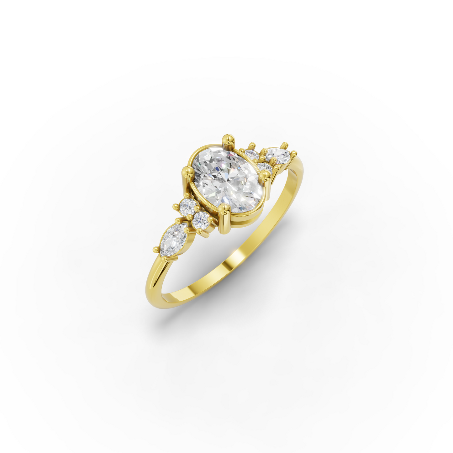 14K Oval Cut Zircon Engagement Ring