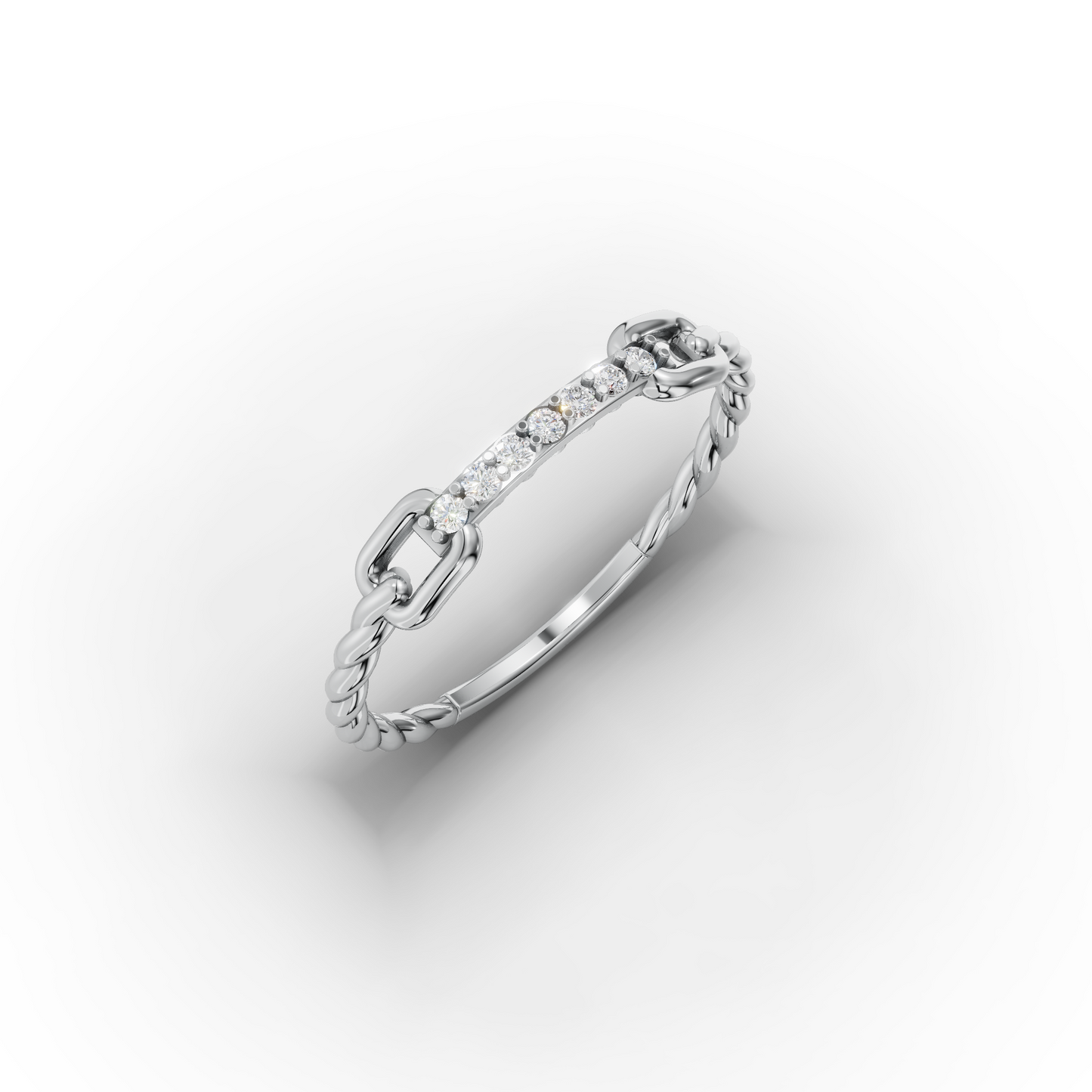 14K Gold Chain Link Bar Ring