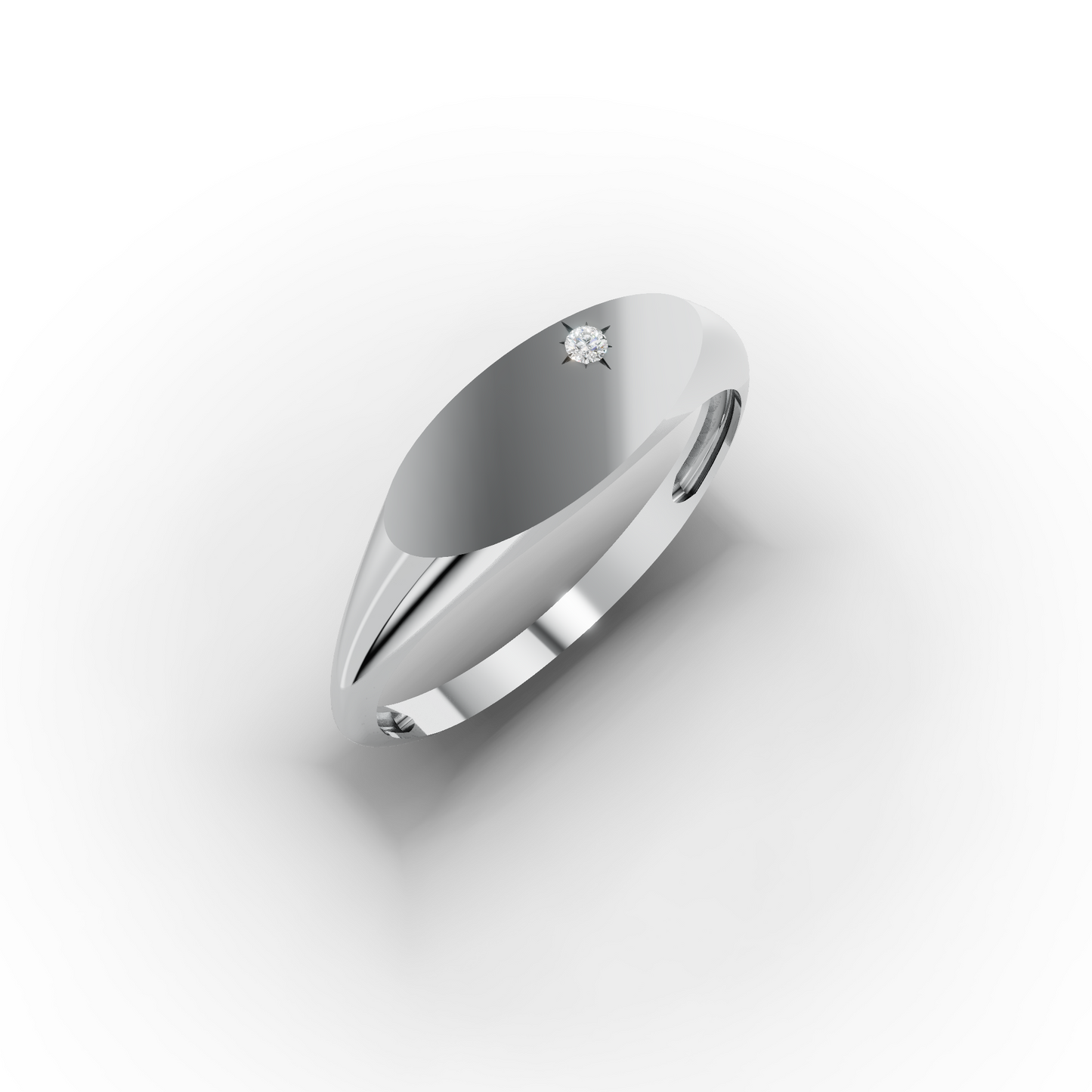 14K Minimalist Signet Ring with Tiny Zircon