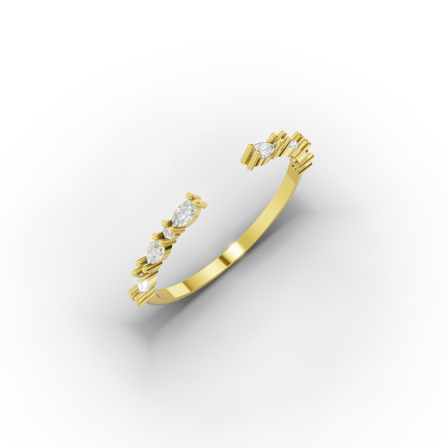 14K Open Gold Ring with Marquise & Baguette