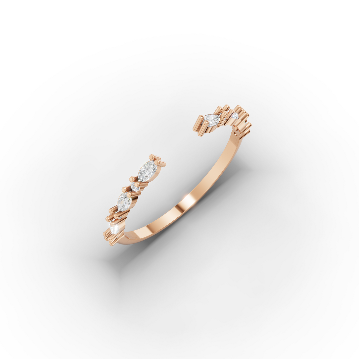14K Open Gold Ring with Marquise & Baguette