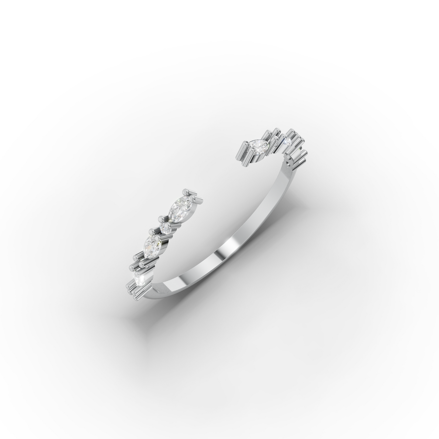 14K Open Gold Ring with Marquise & Baguette