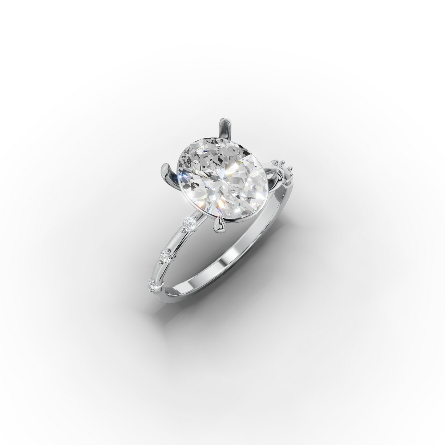 14K Oval Zircon Solitaire Gold Ring