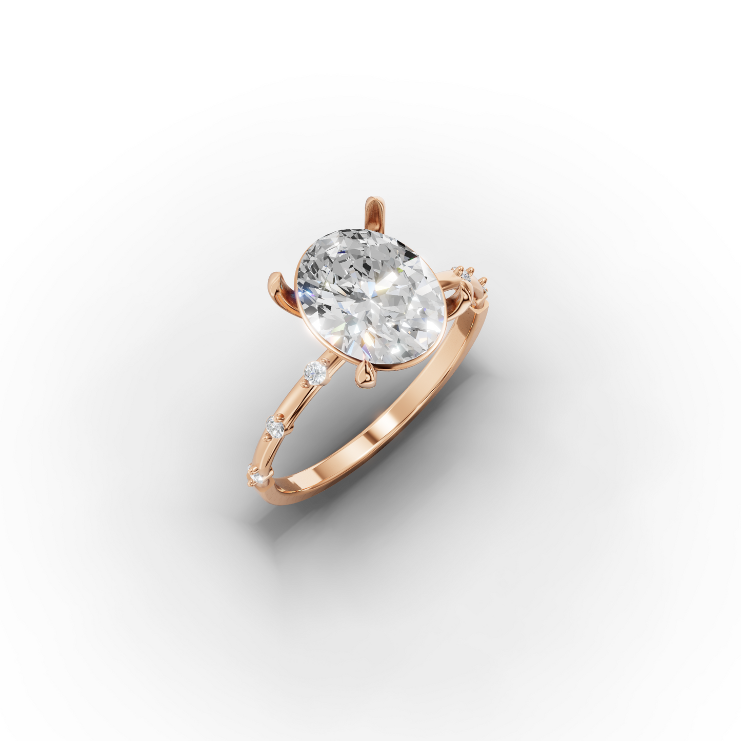 14K Oval Zircon Solitaire Gold Ring