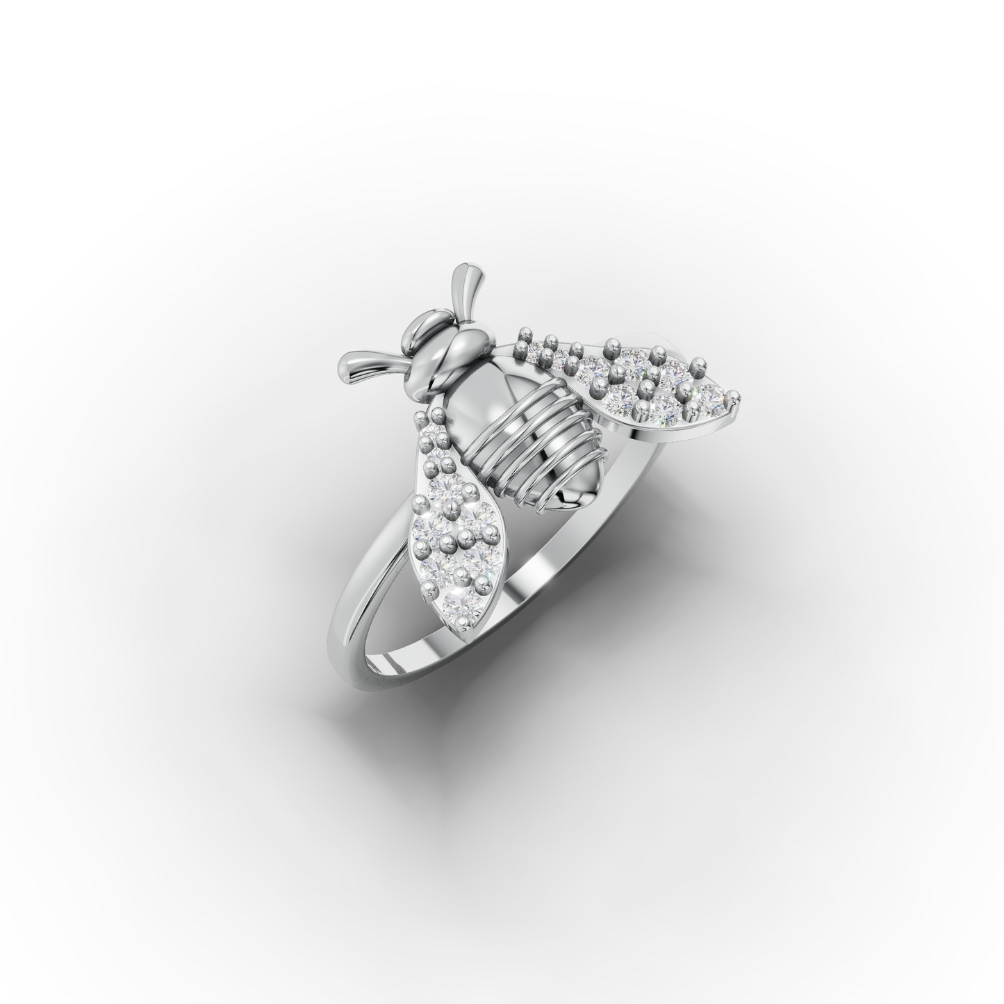 14K Bee Motif Zircon Gold Ring