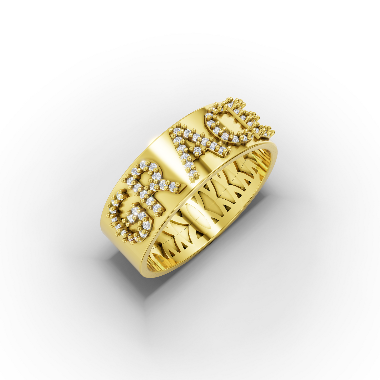 14K Personalized Zircon Gold Ring