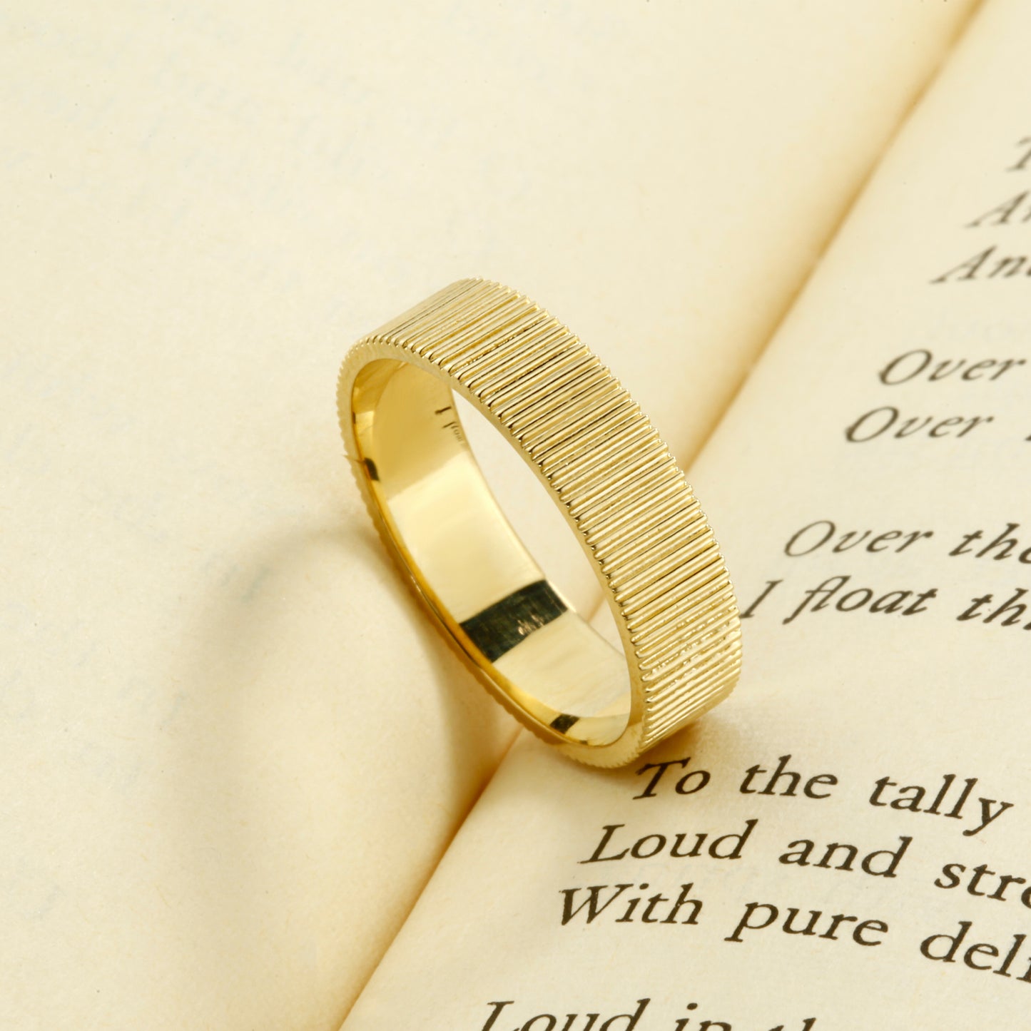 14K Textured Gold Band Ring