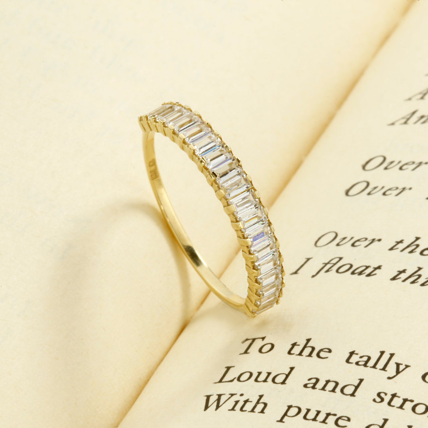 14K Baguette Zircon Eternity Gold Ring