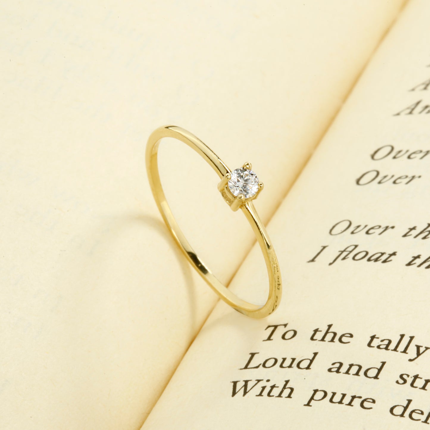 14K Gold Solitaire Zircon Ring