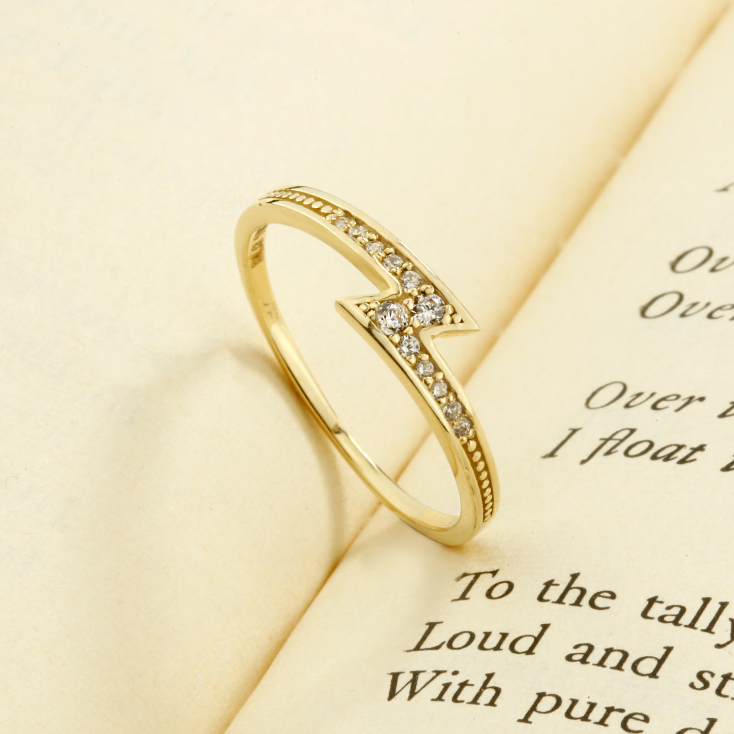 14K Lightning Zircon Gold Ring