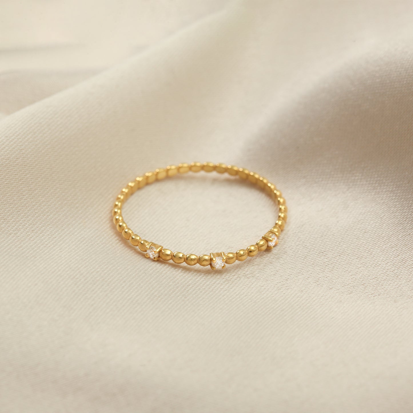 14K Stackable Solid Gold Zircon Ring