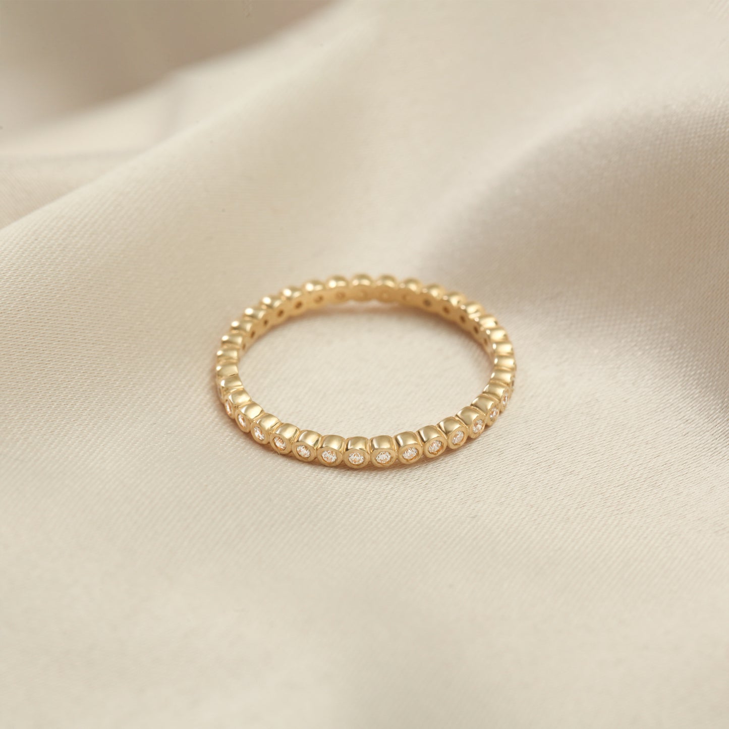 14K Zircon Eternity Band Ring