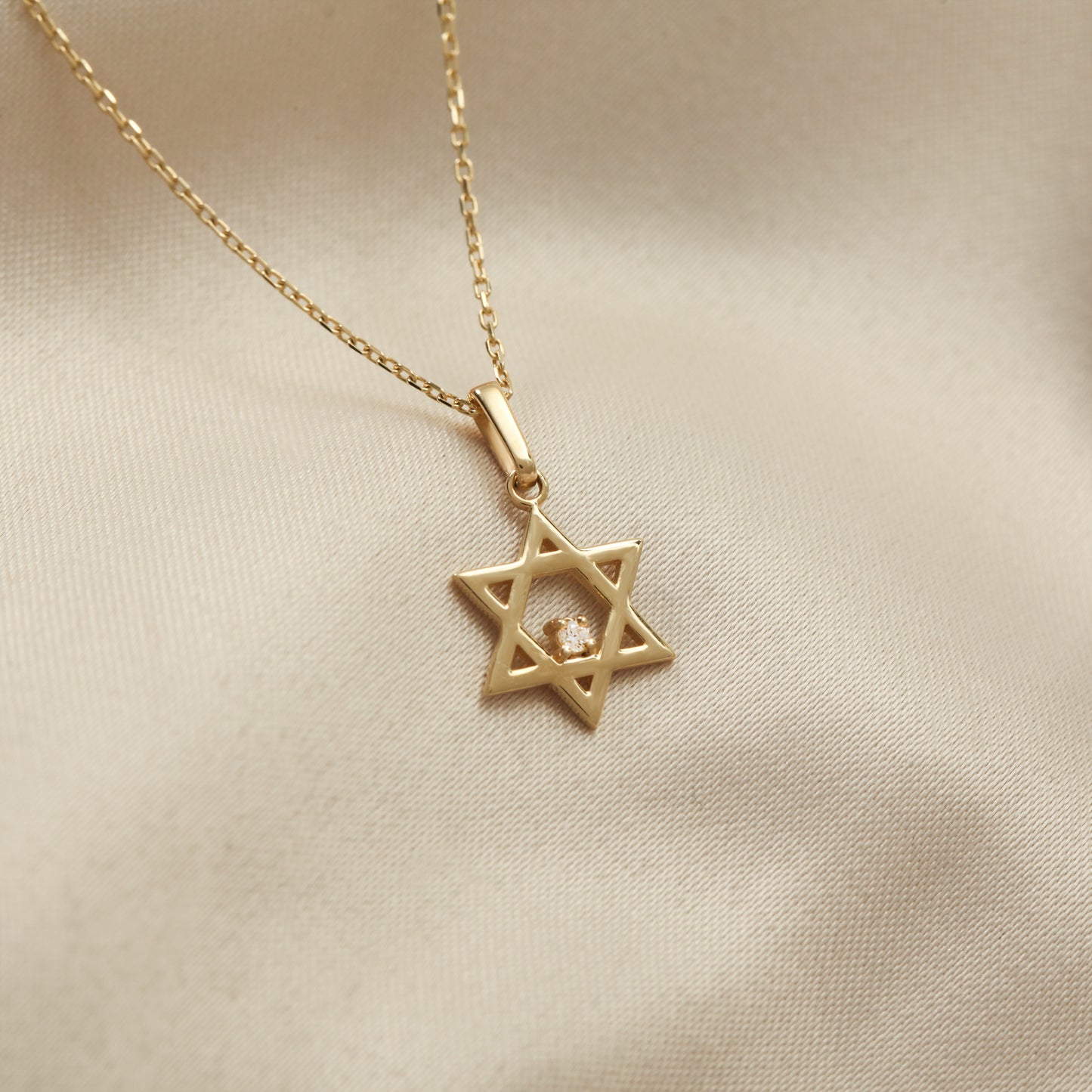 14K Gold Star of David Necklace – Dainty CZ Pendant