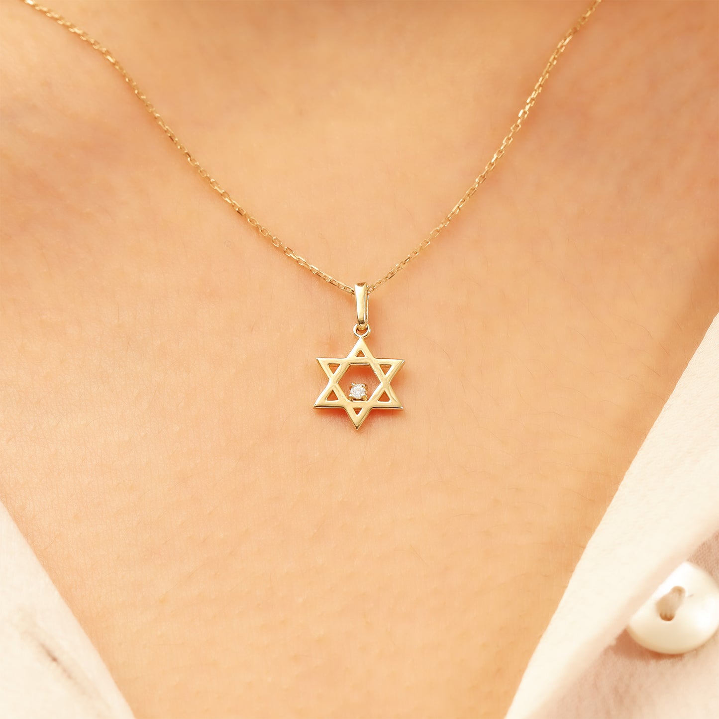 14K Gold Star of David Necklace – Dainty CZ Pendant