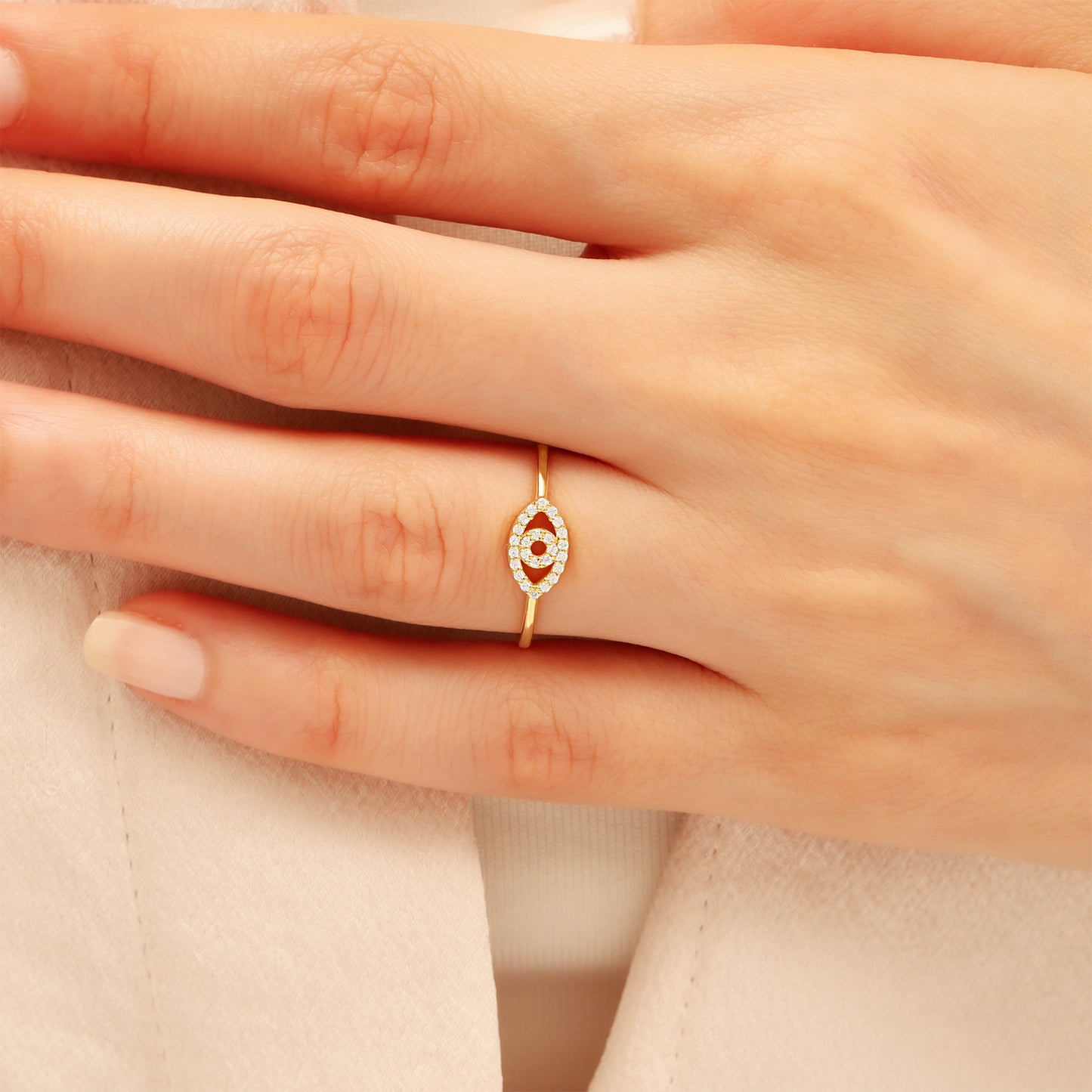 14K Eye Solid Gold Ring