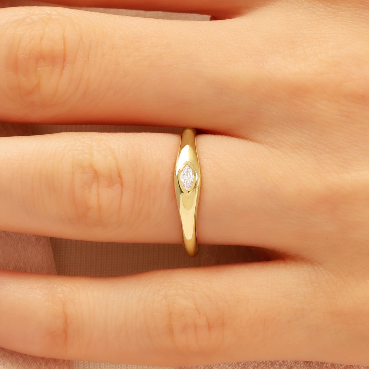 Marquise Zircon Signet Ring