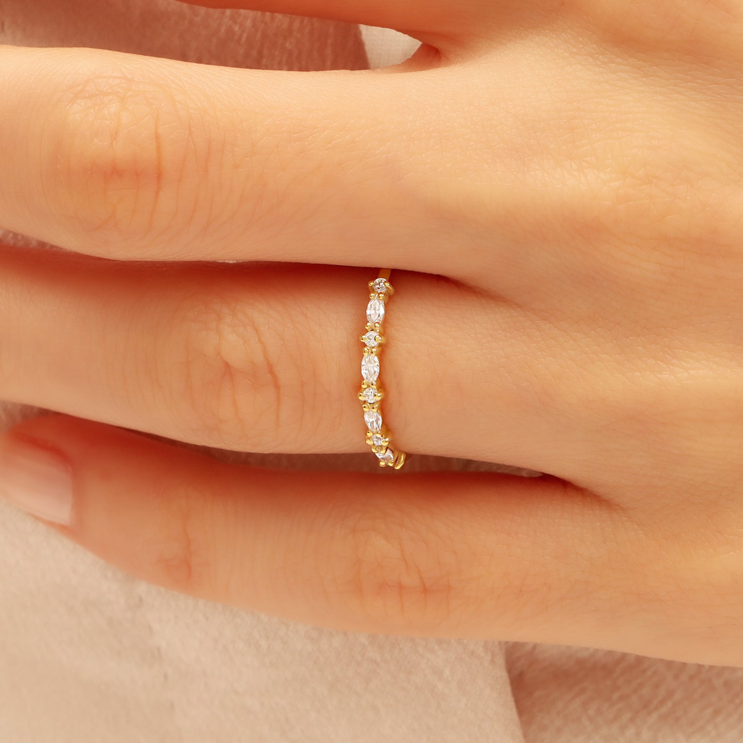 14K Gold Marquise Zircon Ring
