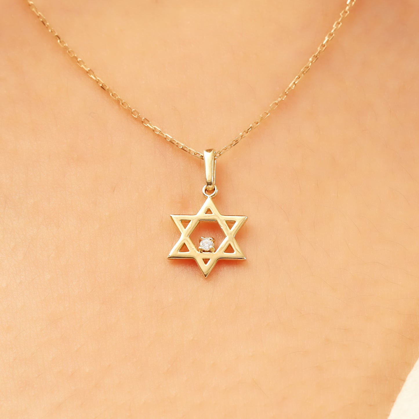 14K Gold Star of David Necklace – Dainty CZ Pendant