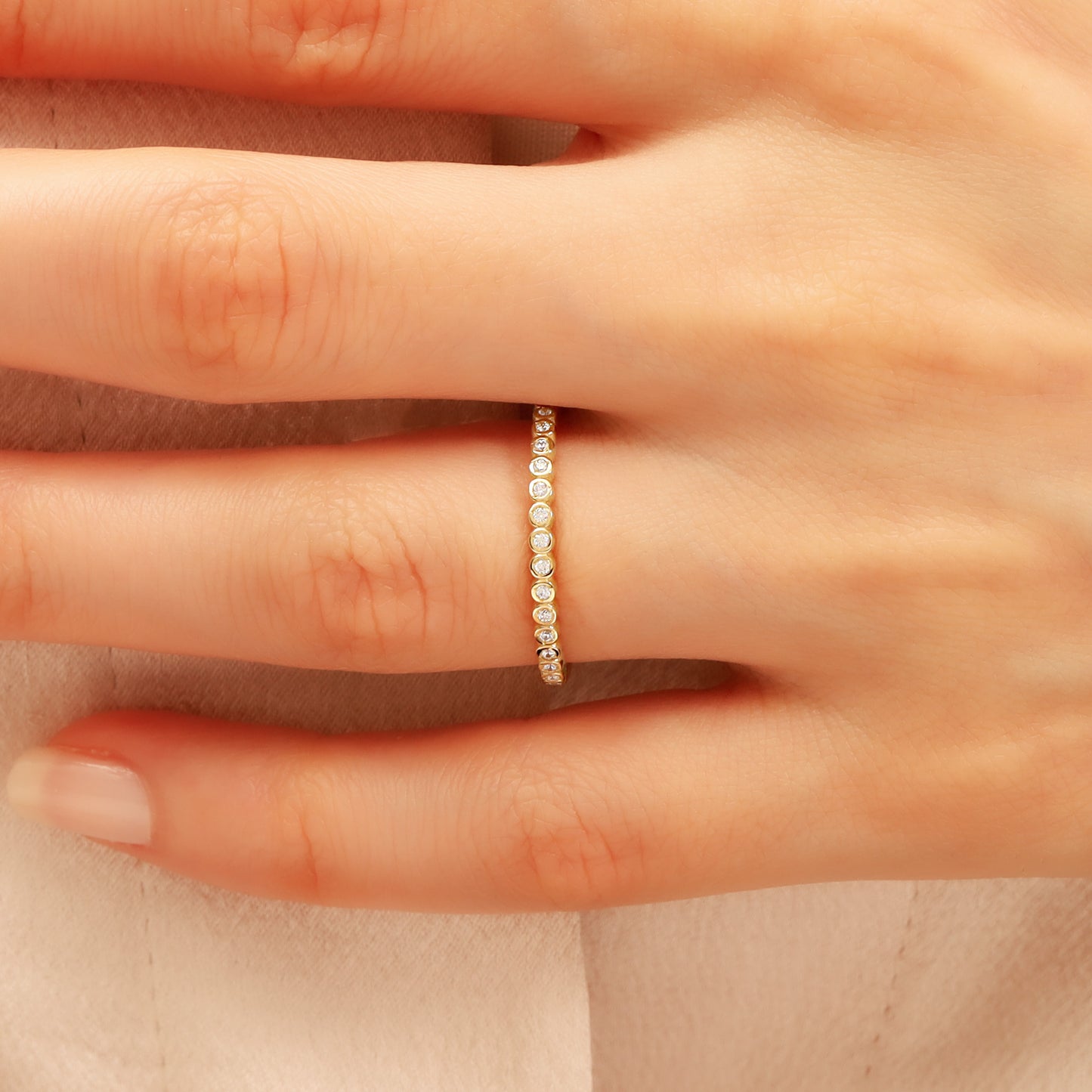 14K Zircon Eternity Band Ring