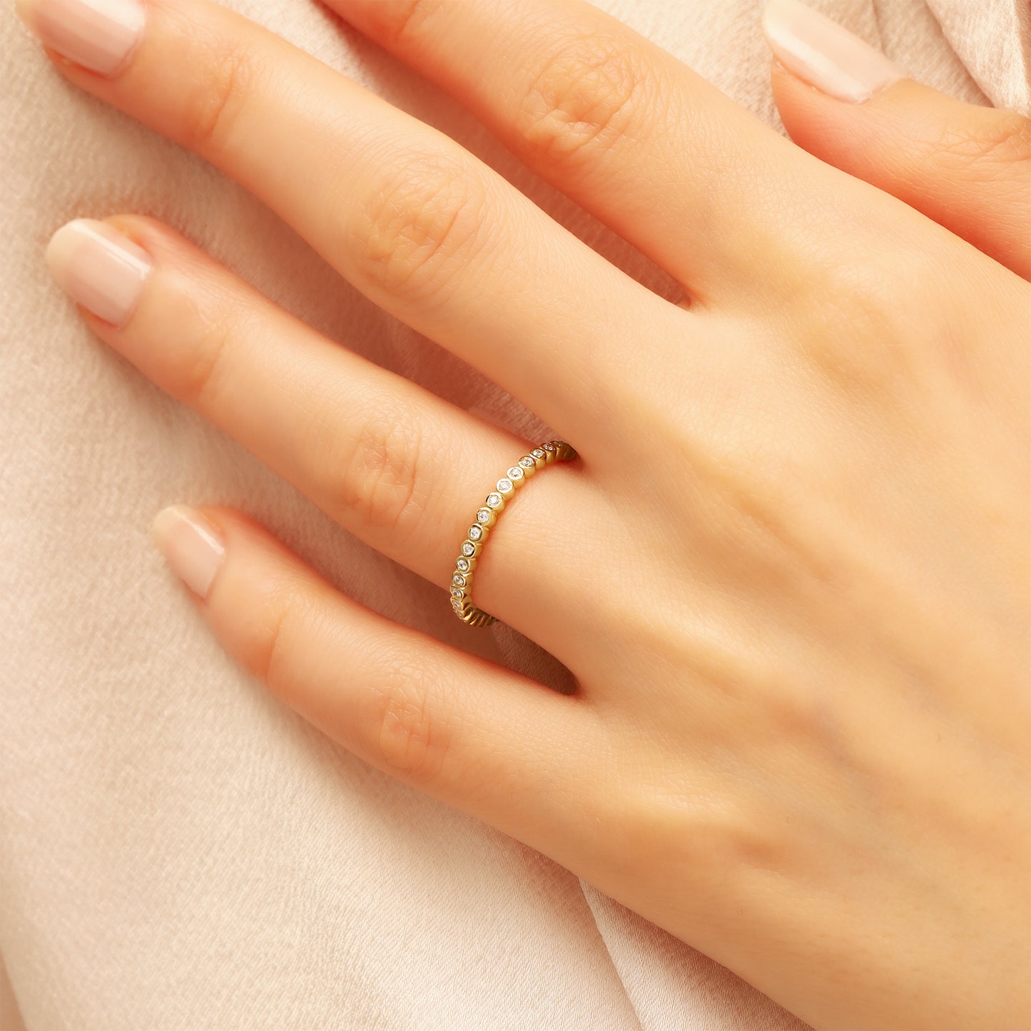 14K Zircon Eternity Band Ring